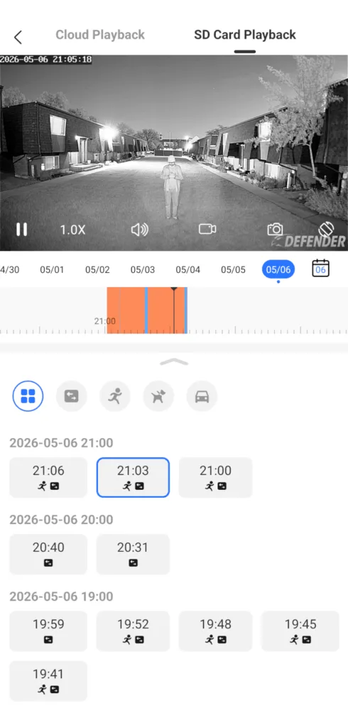 defender go clearvue app sd card playback