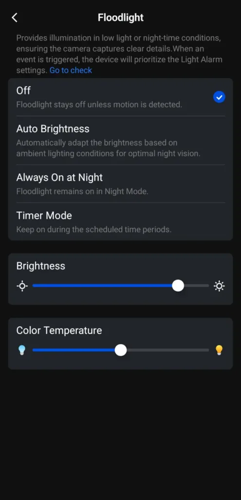 reolink trackflex floodlight wifi security camera app floodlight settings