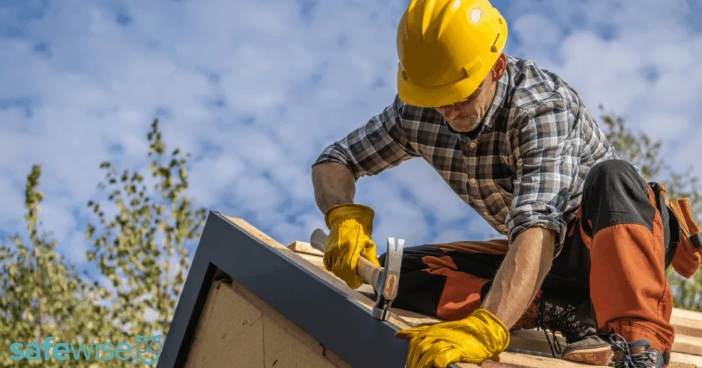 Contractor fixing a roof