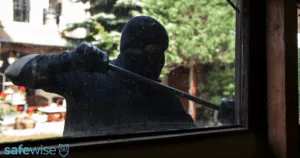 Burglar trying to pry open a window