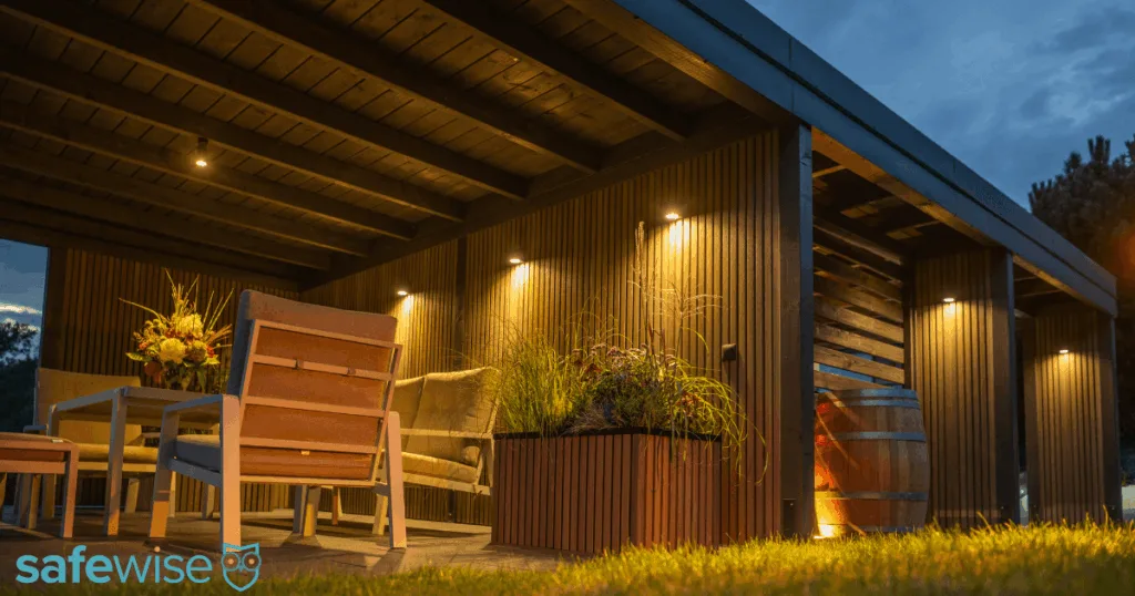 Home with outdoor lighting