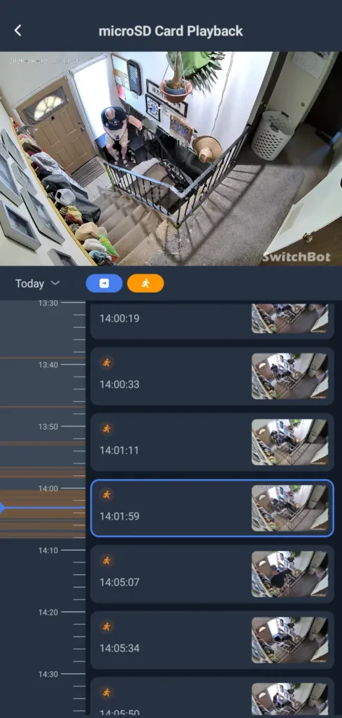 SwitchBot Pan/Tilt Cam Plus 3K app microSD card playback