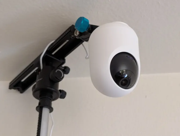 SwitchBot Pan/Tilt Cam Plus 3K on tripod during testing