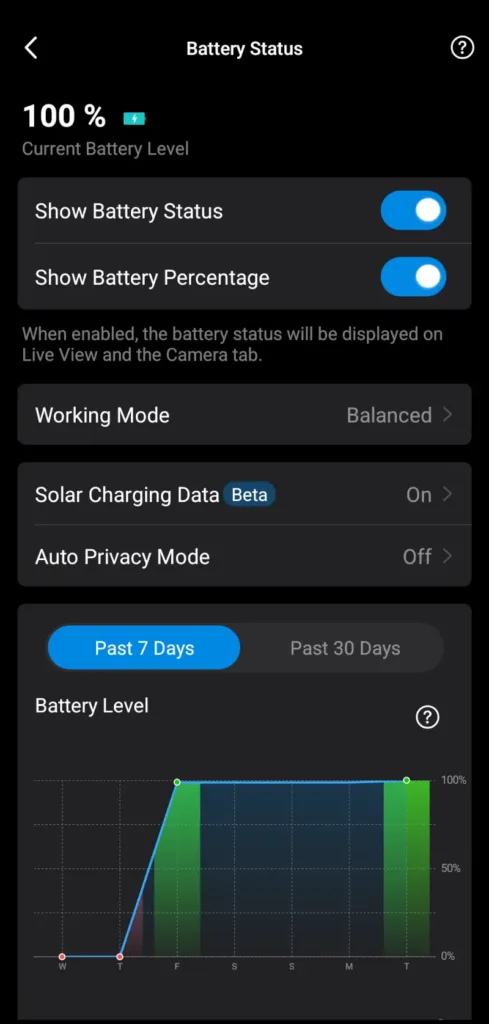 Tapo C675D Kit app battery status