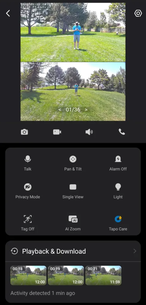 Tapo C675D Kit app live view