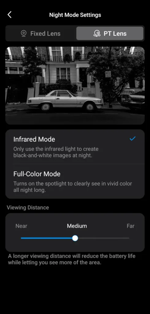 Tapo C675D Kit app night mode settings