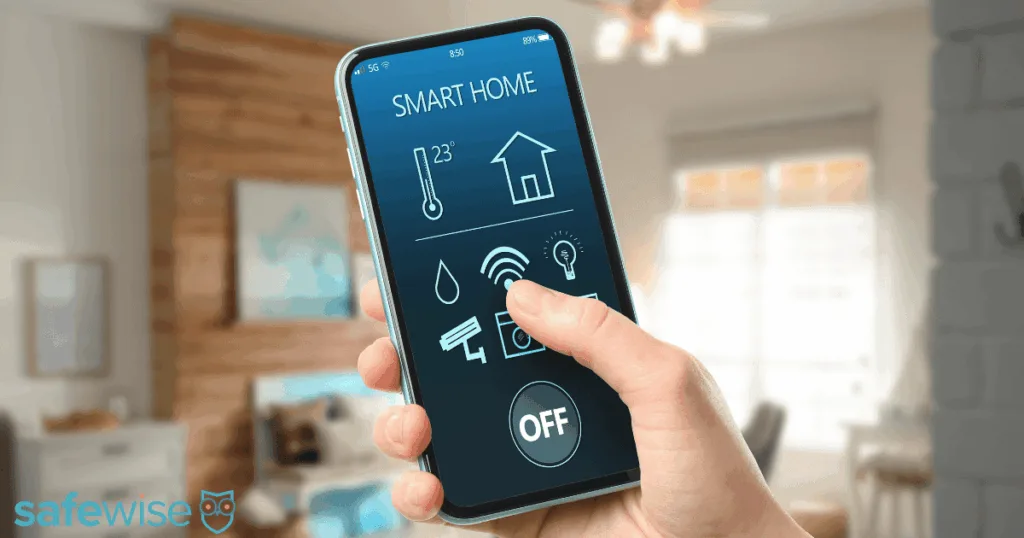 Person checking smart home devices on phone