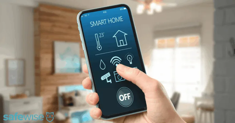 Person checking smart home devices on phone