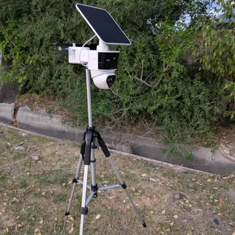 Aosu SolarCam T2 Pro on tripod for outdoor testing
