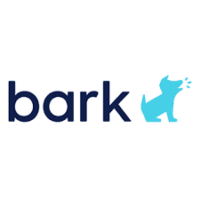 bark logo, words with barking dog illustration