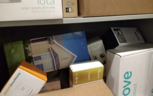 Boxes and boxes of home security systems