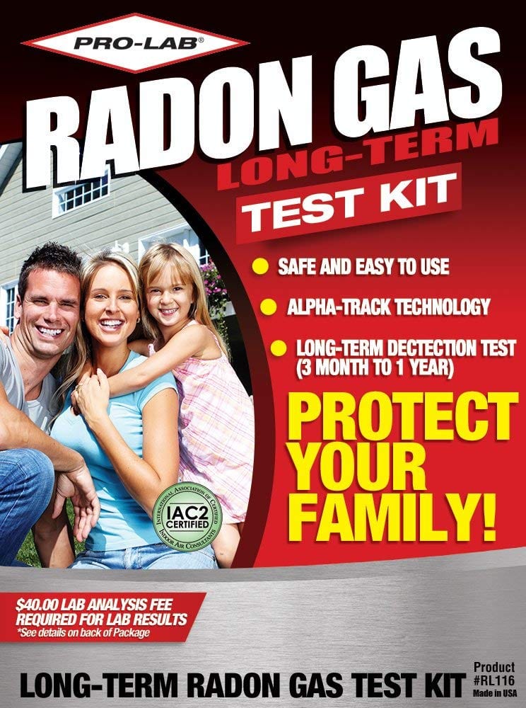 Long-term radon gas test kit