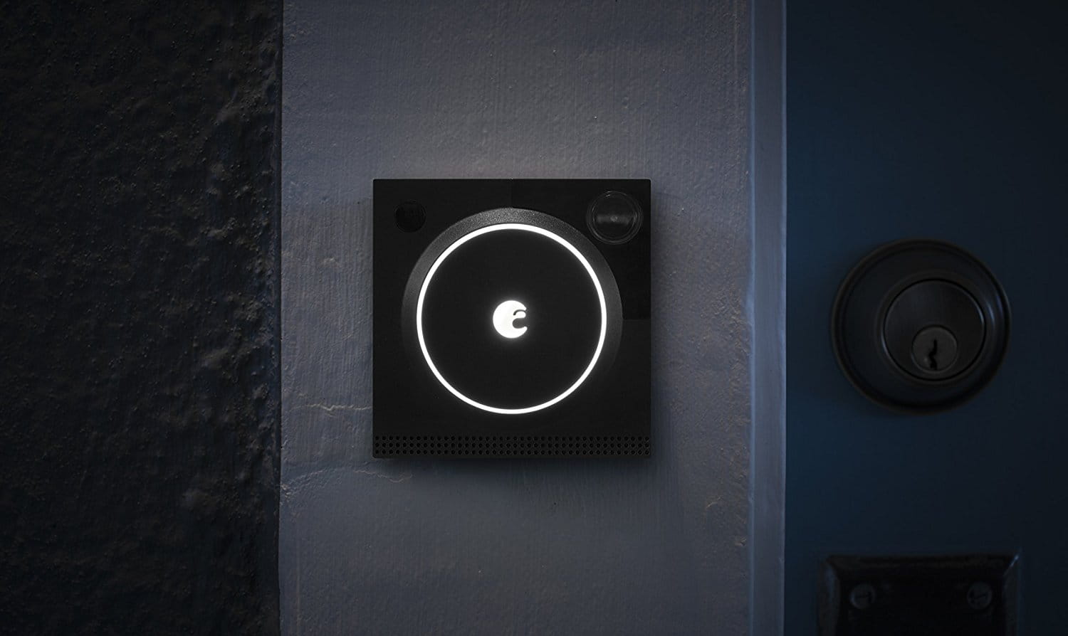 an image of the august smart home doorbell on a front door