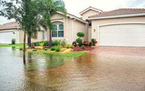 flooded yard of house