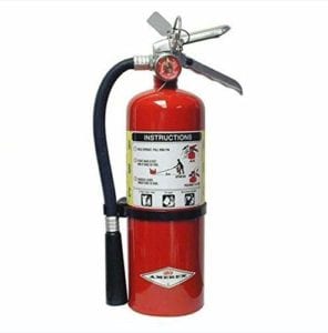 Amerex B402 red fire extinguisher with instructions