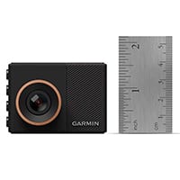 Garmin dash cam next to a ruler