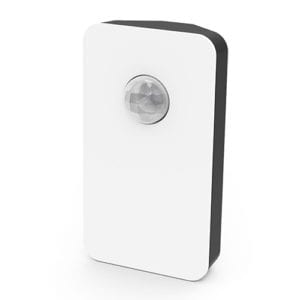 white motion sensor with glass globe in middle