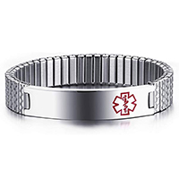 LiFashion LF Stainless Steel Children Mens Womens Red Silicone Chain Adjustable Medical Allergy Bracelet ID Health Alert Monitoring Systems Adjustable Bangle Wristband for Adults Teen Kids
